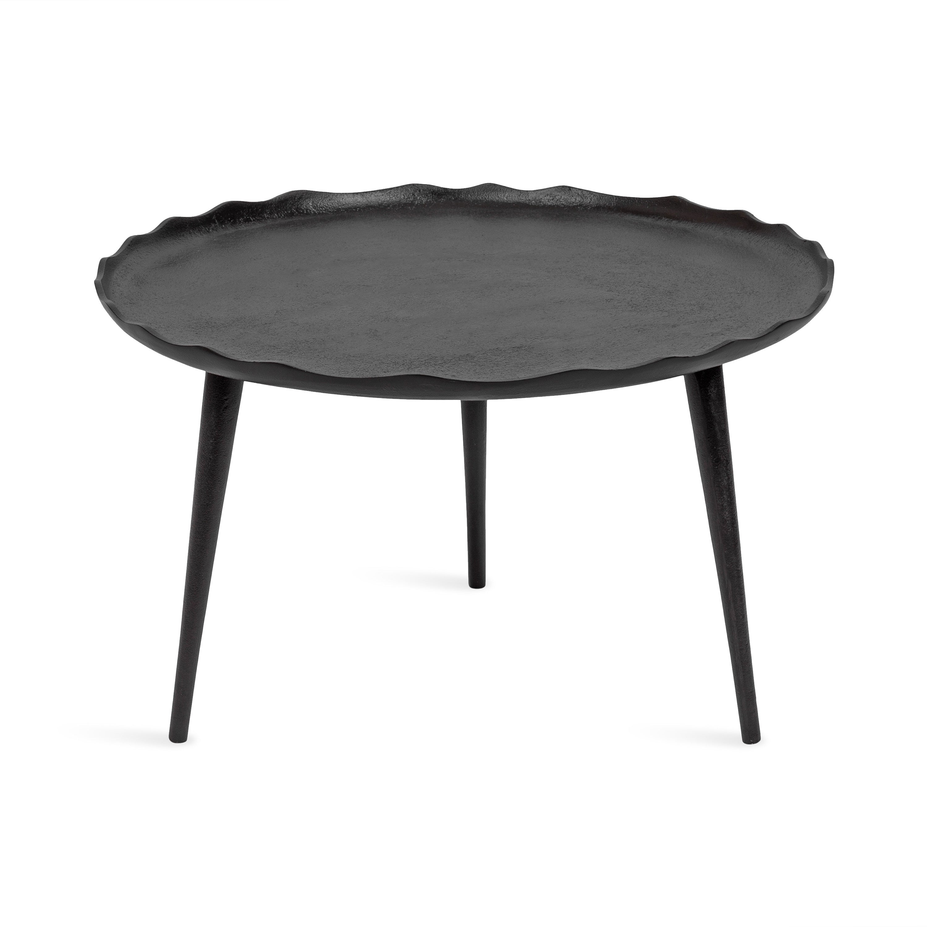 Table basse ronde en aluminium moulé au sable à bord dentelé