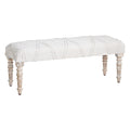 White Upholstered Accent Bench with Cream Solid Wood Frame