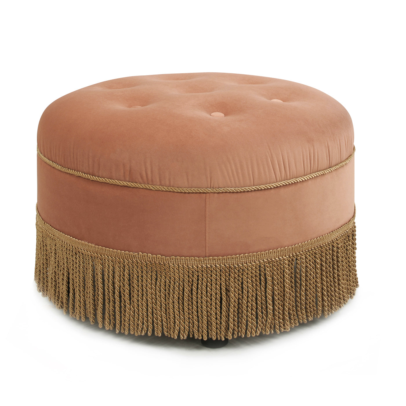 Pouf d'appoint rond en velours de 61 cm avec franges à pompons