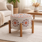 Tabouret brodé motif mandala