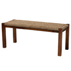 Banc d'appoint en herbe de mer et bois d'acajou du milieu du siècle