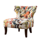 Fauteuil d'appoint sans accoudoirs en tissu imprimé avec pieds en bois espresso