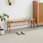 Banc en chêne naturel, design tressé
