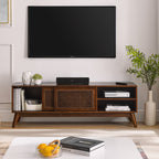Meuble TV en rotin de style moderne du milieu du siècle pour téléviseur de 65 pouces
