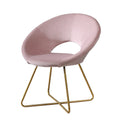 Slatina Pink Silky Velvet Upholstered Accent Chair with Gold Tone Finished Base