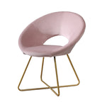 Fauteuil d'appoint en velours soyeux rose avec piètement luge doré