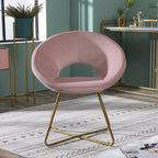 Fauteuil d'appoint en velours soyeux rose avec piètement luge doré