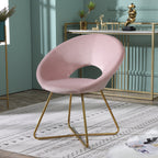 Fauteuil d'appoint en velours soyeux rose avec piètement luge doré