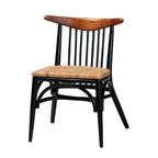 Chaise de salle à manger en bois d'acajou et rotin tressé