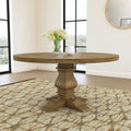 Rhea Rustic Honey Round Wood Dining Table