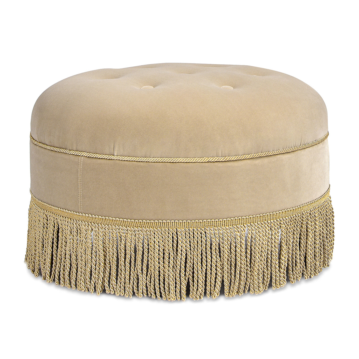 Pouf d'appoint rond en velours de 61 cm avec franges à pompons