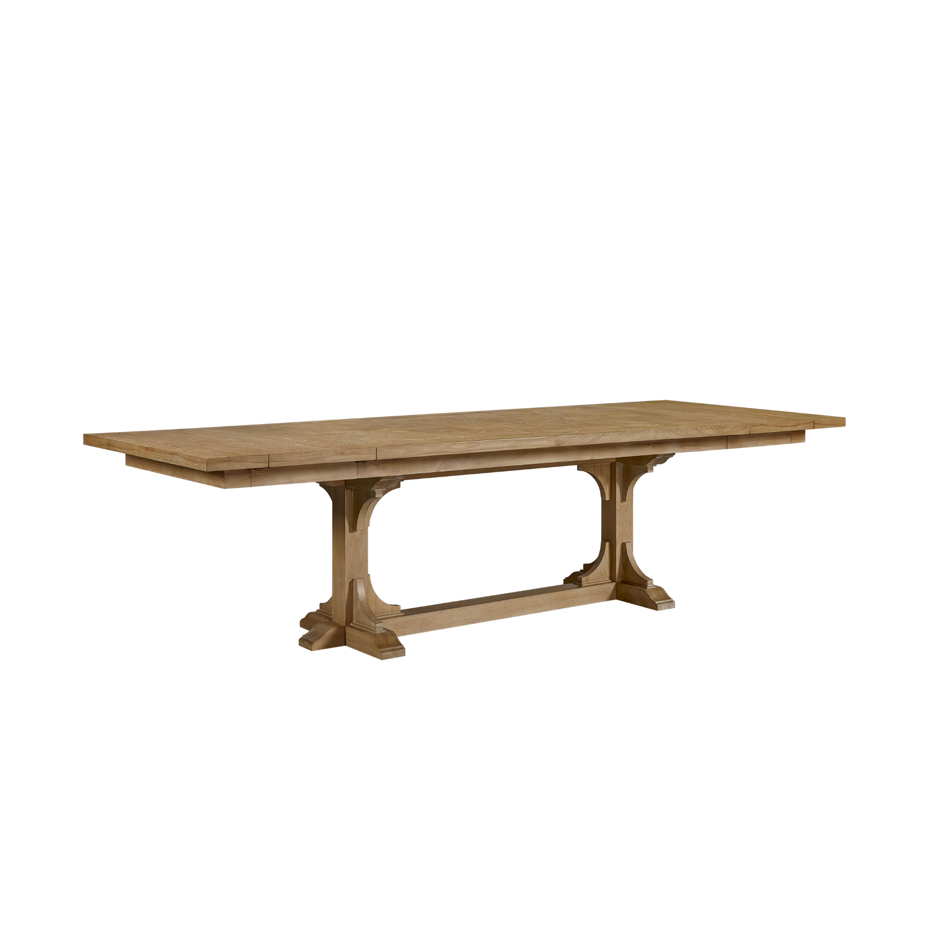 Table à manger à tréteaux extensible en placage de noyer d'Amérique