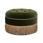 Pouf d'appoint rond en velours de 61 cm avec franges à pompons