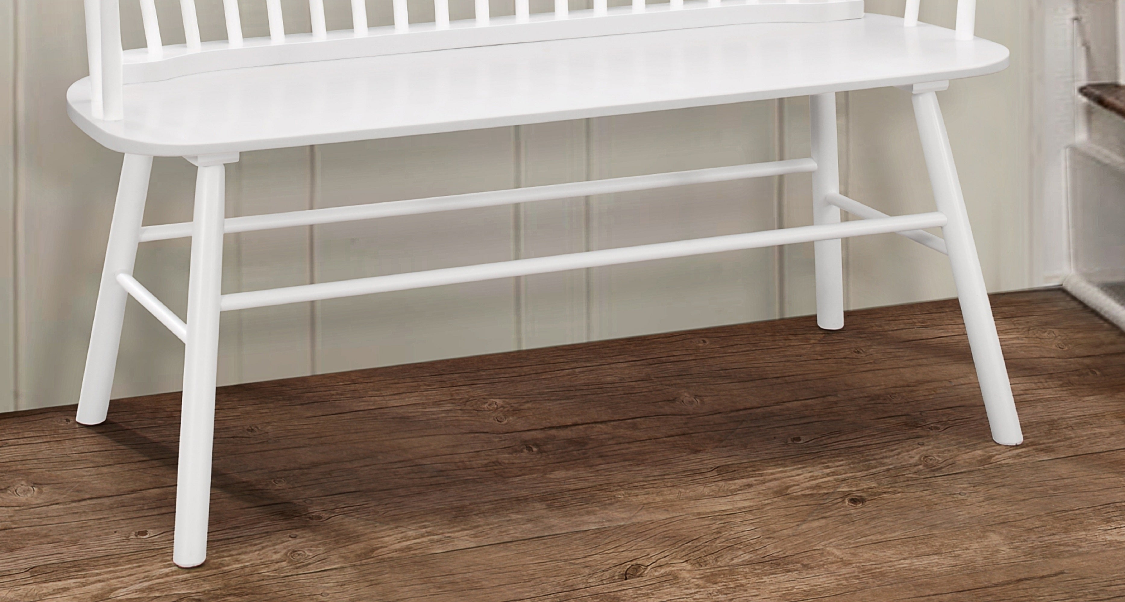 Farmhouse Vintage-Style Wood Spindle Back Bench