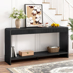 Console de table moderne à 3 tiroirs avec lattes verticales