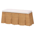 Palm Scallop Natural Rattan Ottoman with Cushion