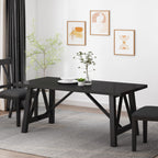 Table à manger rectangulaire en bois massif de style campagnard