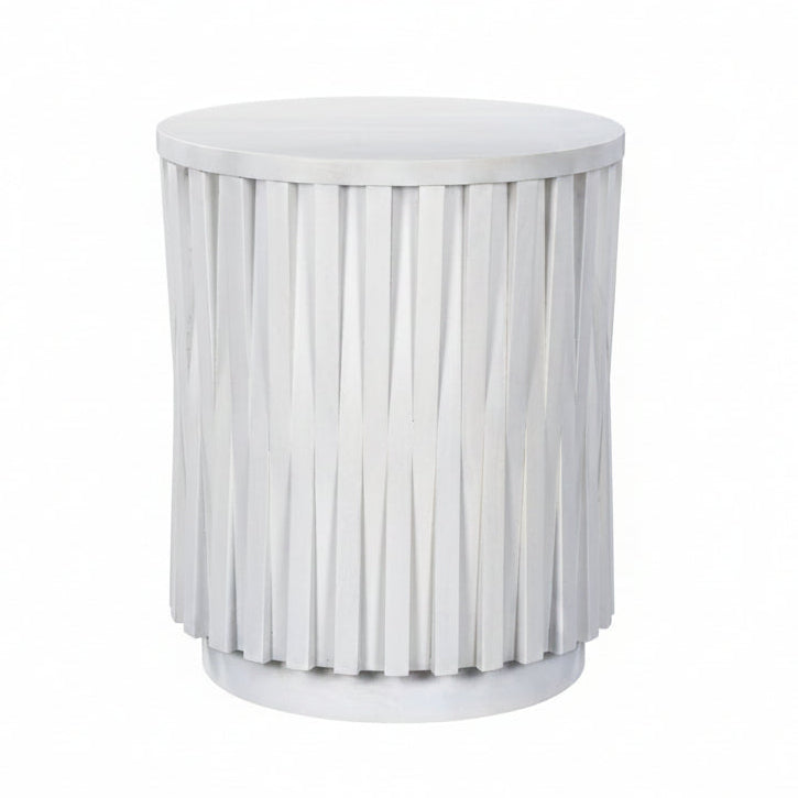 20 Whitewashed Wooden Coffee Table with Vertical Woven Slats - Whitewash Finish