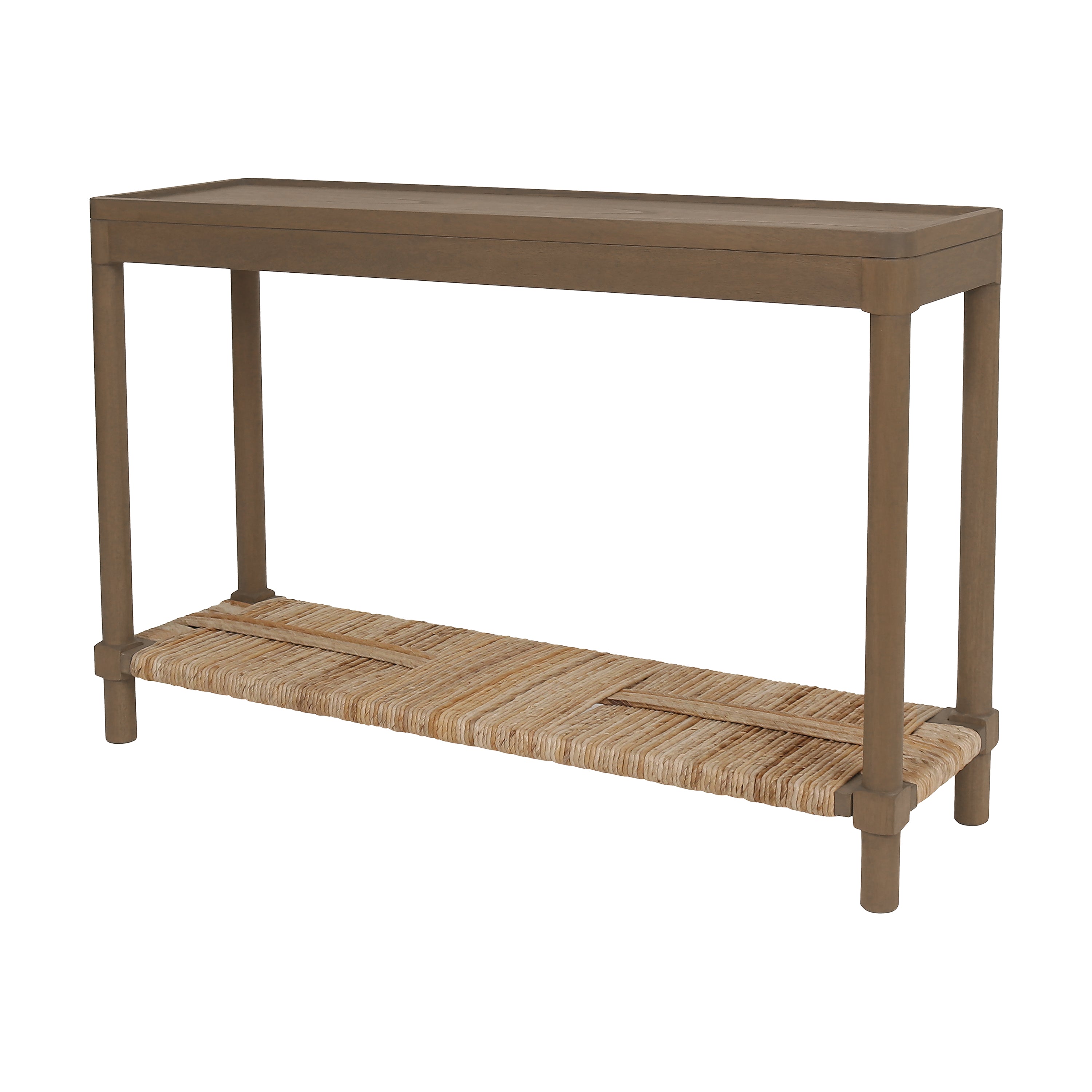 Ashley 47.25W Tray Top Console Table With Rush Shelf