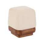 Pouf carré rembourré avec pieds en bois massif
