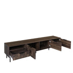 Meuble TV scandinave de 198 cm avec placards de rangement, convient aux téléviseurs de plus de 65 pouces