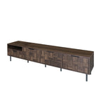 Meuble TV scandinave de 198 cm avec placards de rangement, convient aux téléviseurs de plus de 65 pouces