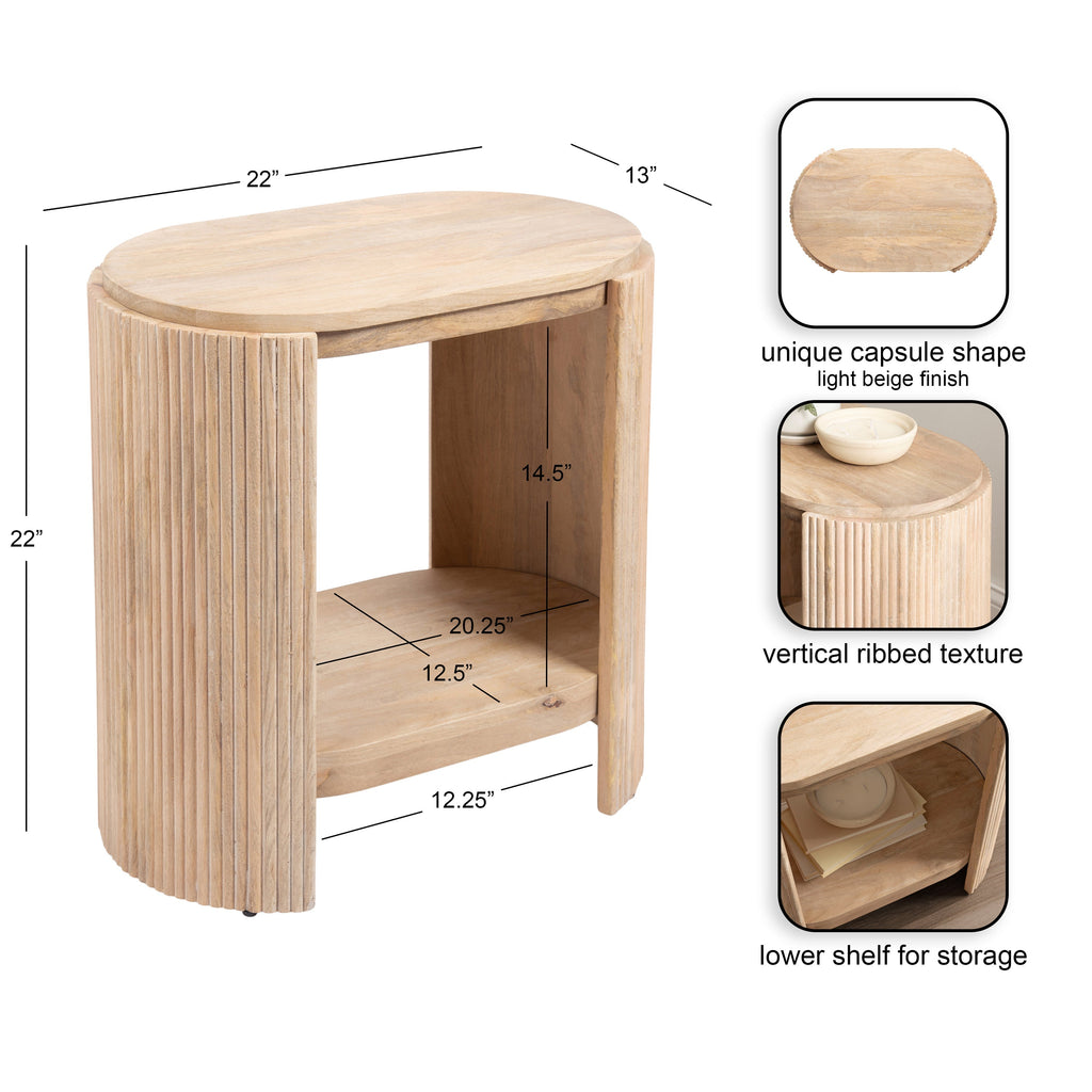 Cakora Capsule Wood Side Table