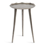 Table d'appoint ronde en aluminium sablé avec bord dentelé