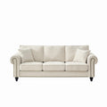 Modern 86 3-Seater Sofa with Tufted Upholstery, Rolled Arms, and Nailhead Trim