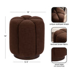 Pouf capitonné rond en tissu avec pieds en bois