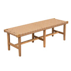 Banc de chambre en bois d'acacia avec assise en cuir PU tressé