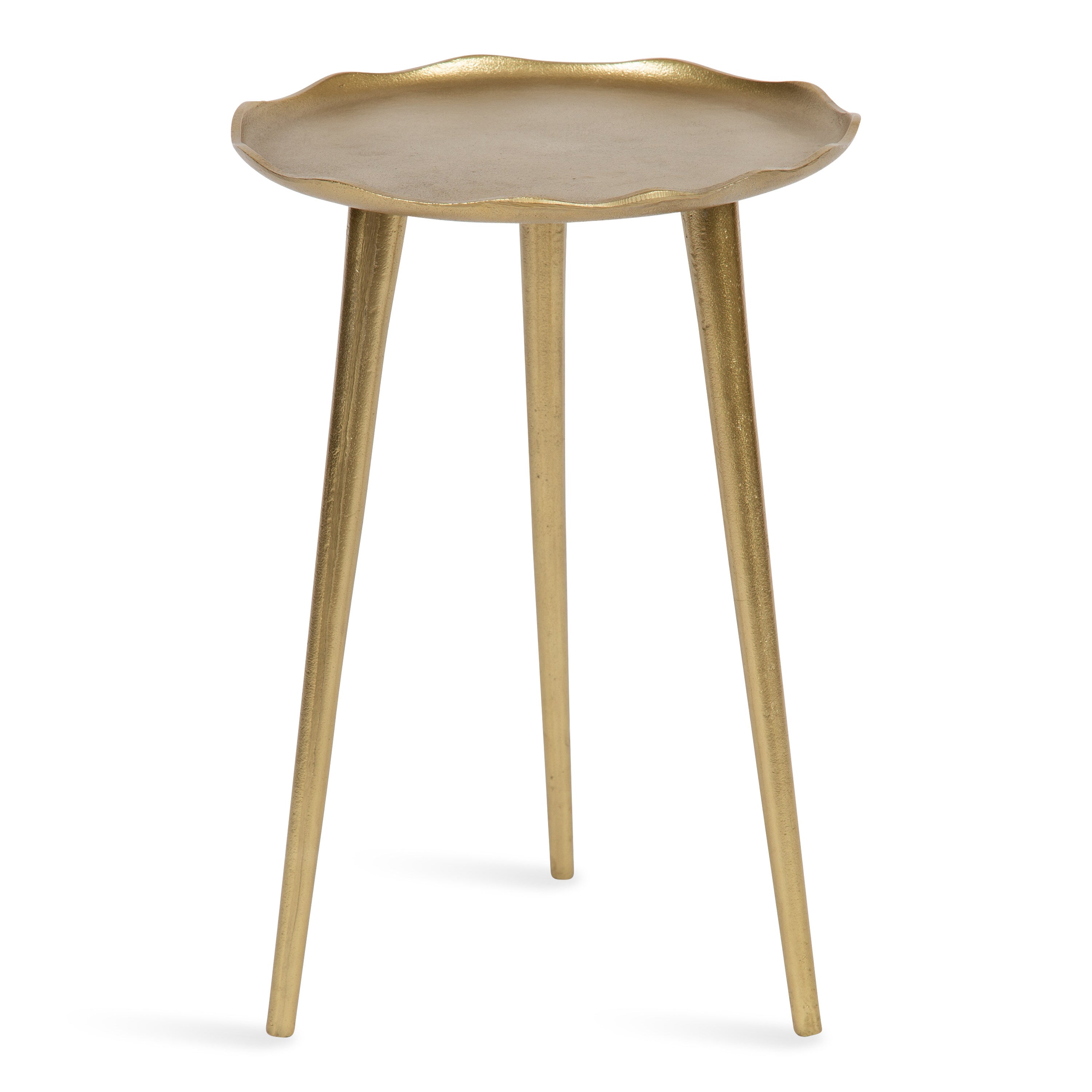 Table d'appoint ronde en aluminium sablé avec bord dentelé