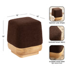 Pouf carré rembourré avec pieds en bois massif