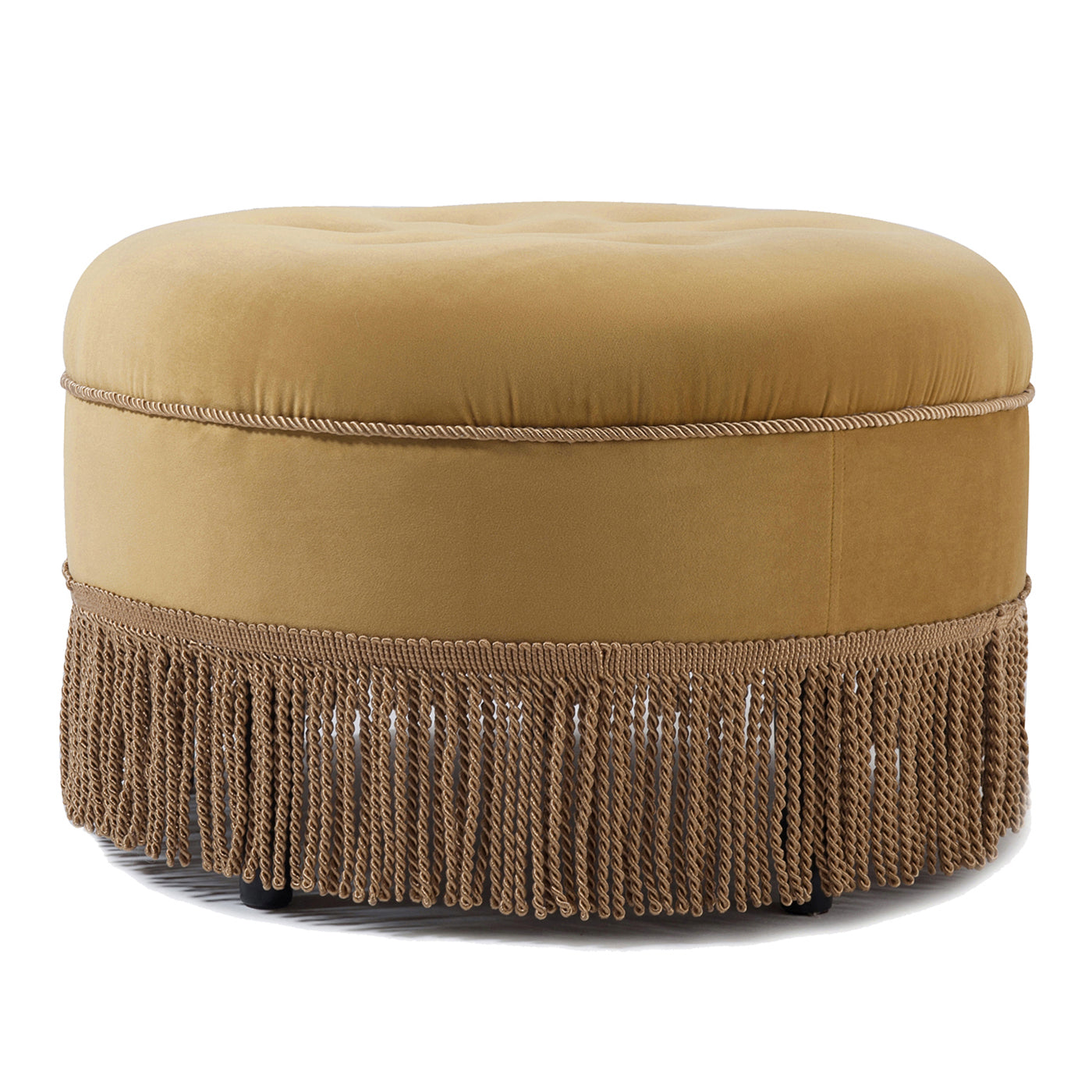 Pouf d'appoint rond en velours de 61 cm avec franges à pompons