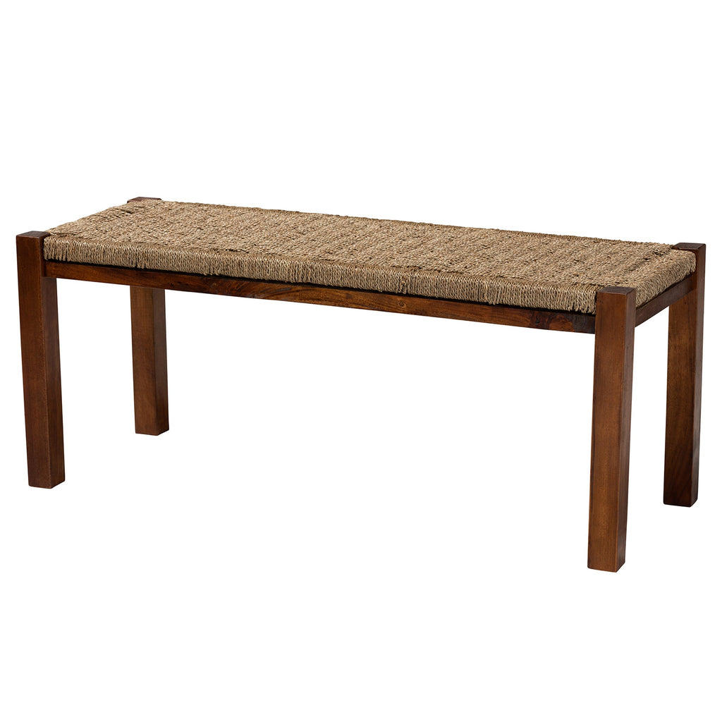 Apollo Seagrass and Mahogany Wood Bench
