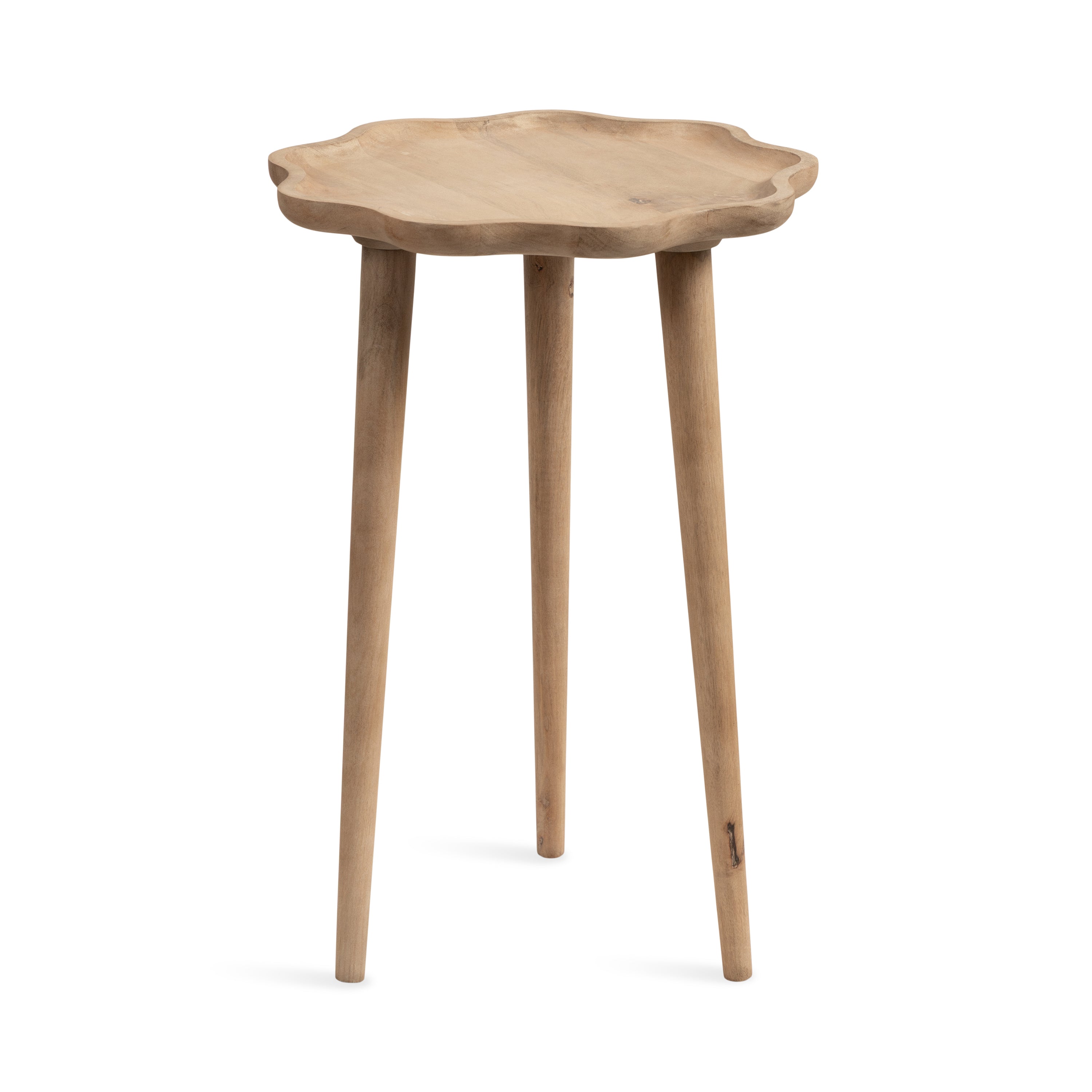 Scallop Mango Wood Round Side Table