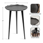 Table d'appoint ronde en aluminium sablé avec bord dentelé