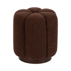 Pouf capitonné rond en tissu avec pieds en bois