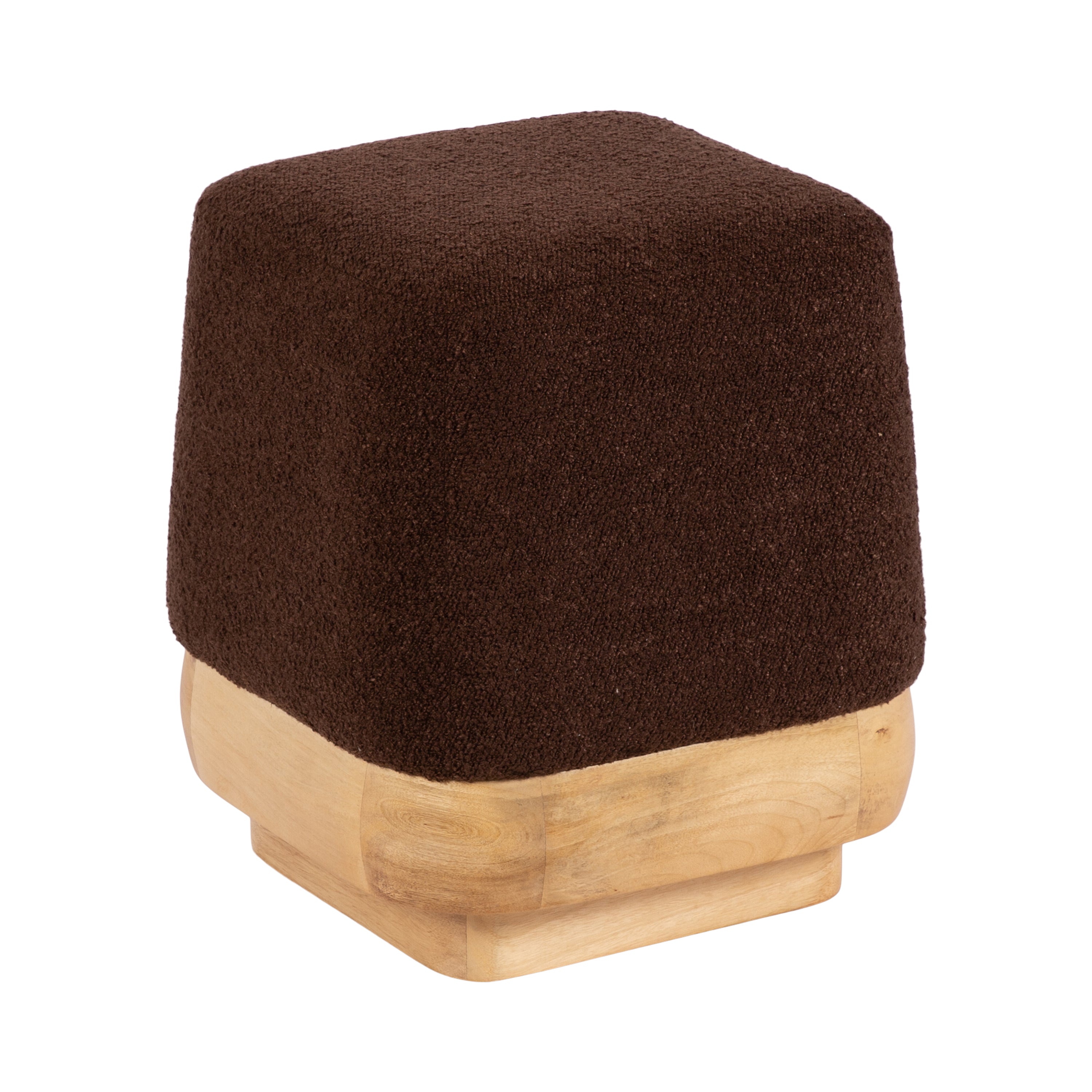 Pouf carré rembourré avec pieds en bois massif