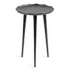Table d'appoint ronde en aluminium sablé avec bord dentelé